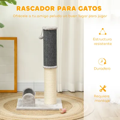 PawHut Rascador para Gato 40x48x85 cm Gris Claro