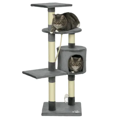 PawHut Árbol para Gato 40x40x116 cm Gris Oscuro