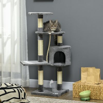 PawHut Árbol para Gato 40x40x116 cm Gris Oscuro