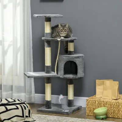PawHut Árbol para Gato 40x40x116 cm Gris Oscuro