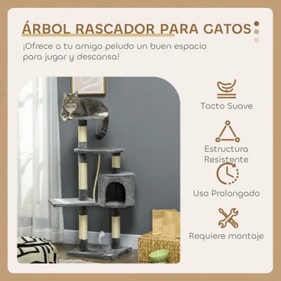 PawHut Árbol para Gato 40x40x116 cm Gris Oscuro