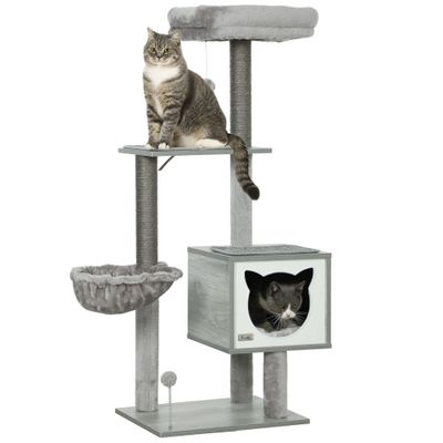 PawHut Árbol para Gato 48x40x126 cm Gris Claro