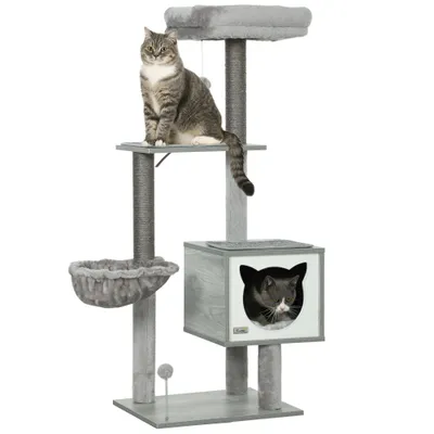 PawHut Árbol para Gato 48x40x126 cm Gris Claro PawHut Árbol para Gato 48x40x126 cm Gris Claro