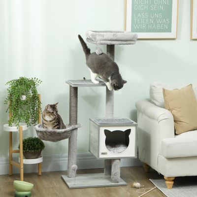PawHut Árbol para Gato 48x40x126 cm Gris Claro