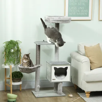PawHut Árbol para Gato 48x40x126 cm Gris Claro