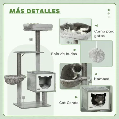 PawHut Árbol para Gato 48x40x126 cm Gris Claro PawHut Árbol para Gato 48x40x126 cm Gris Claro