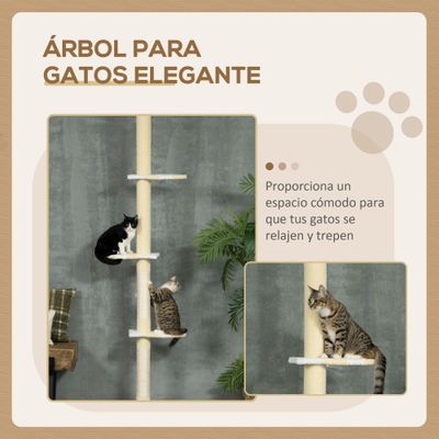 PawHut Árbol para Gato 47x34x260 cm Amarillo