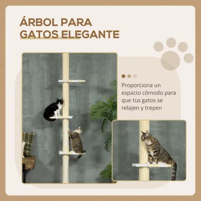 PawHut Árbol para Gato 47x34x260 cm Amarillo