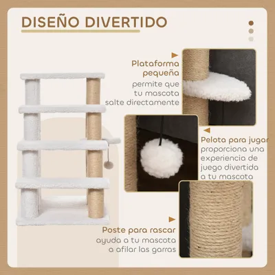 PawHut Escalera para Gato 60x40x64 cm Blanco