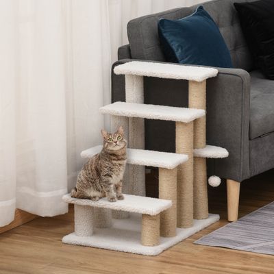 PawHut Escalera para Gato 60x40x64 cm Blanco