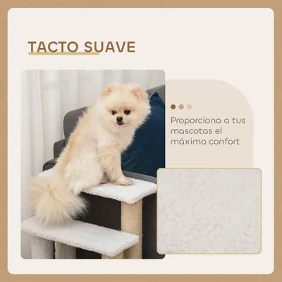 PawHut Escalera para Gato 60x40x64 cm Blanco