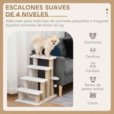 PawHut Escalera para Gato 60x40x64 cm Blanco