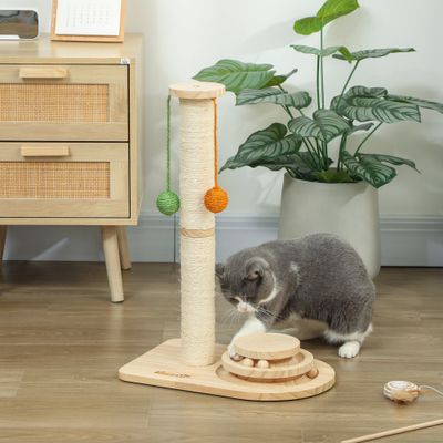 PawHut Rascador para Gato 40x26x56.5 cm Madera Natural
