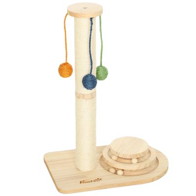 PawHut Rascador para Gato 40x26x56.5 cm Madera Natural