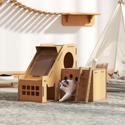 PawHut Rascador para Gato 67x66x57 cm Marrón