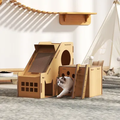PawHut Rascador para Gato 67x66x57 cm Marrón