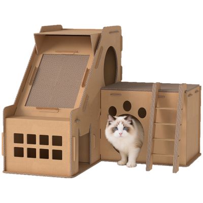 PawHut Rascador para Gato 67x66x57 cm Marrón