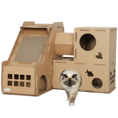 PawHut Rascador para Gato 78x66x57 cm Marrón