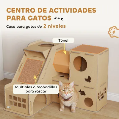 PawHut Rascador para Gato 78x66x57 cm Marrón