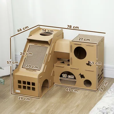 PawHut Rascador para Gato 78x66x57 cm Marrón