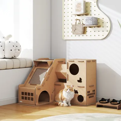 PawHut Rascador para Gato 78x66x57 cm Marrón