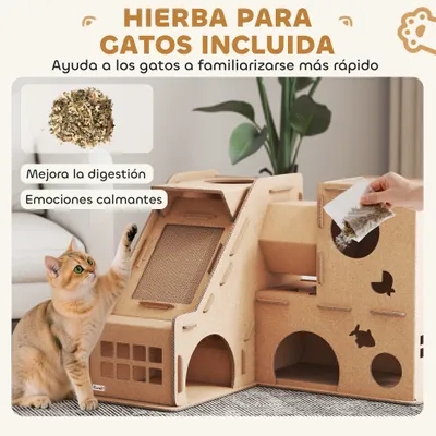 PawHut Rascador para Gato 78x66x57 cm Marrón