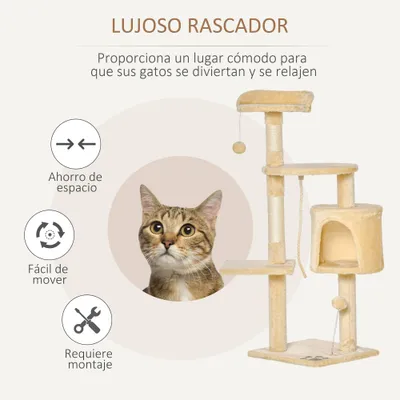 PawHut Árbol para Gato 40x40x114cm Beige