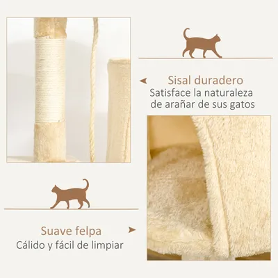 PawHut Árbol para Gato 40x40x114cm Beige