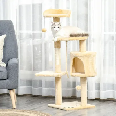 PawHut Árbol para Gato 40x40x114cm Beige