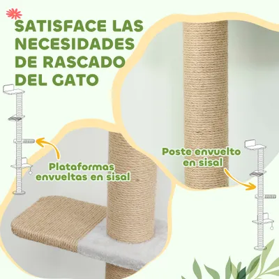 PawHut Árbol para Gato 48x21x180 cm Gris Claro PawHut Árbol para Gato 48x21x180 cm Gris Claro