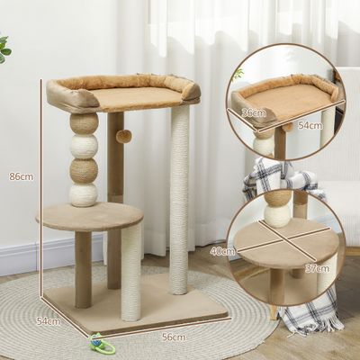 PawHut Árbol para Gato 56x54x86 cm Marrón