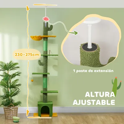 PawHut Árbol para Gato 55x34x275 cm Verde