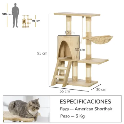 PawHut Árbol para Gato 55x30x95 cm Marrón PawHut Árbol para Gato 55x30x95 cm Marrón