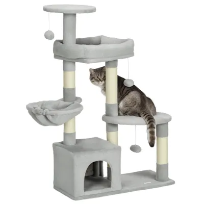 PawHut Rascador para Gato 65x30x104 cm Gris Claro