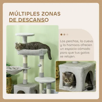 PawHut Rascador para Gato 65x30x104 cm Gris Claro PawHut Rascador para Gato 65x30x104 cm Gris Claro