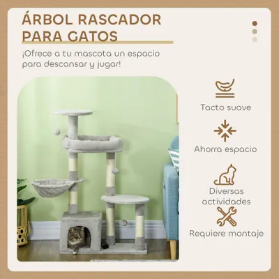 PawHut Rascador para Gato 65x30x104 cm Gris Claro PawHut Rascador para Gato 65x30x104 cm Gris Claro