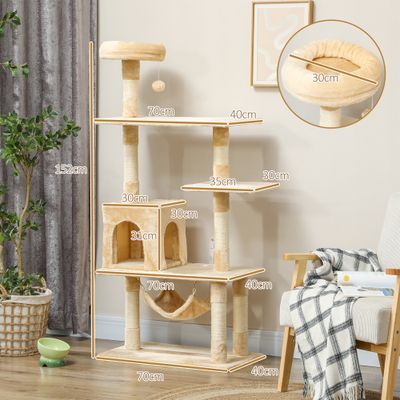 PawHut Árbol para Gato 70x40x152 cm Beige