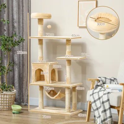 PawHut Árbol para Gato 70x40x152 cm Beige