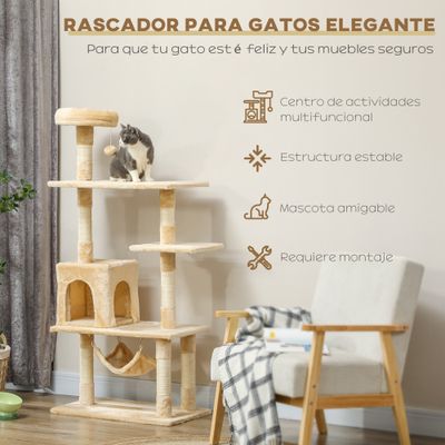PawHut Árbol para Gato 70x40x152 cm Beige
