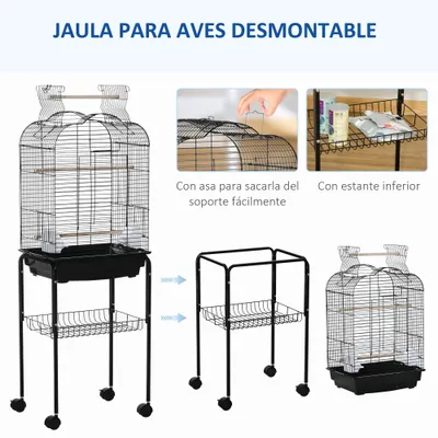 PawHut Jaula para Pájaro 46x36x130 cm Negro PawHut Jaula para Pájaro 46x36x130 cm Negro