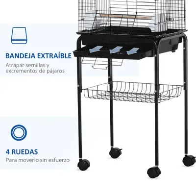 PawHut Jaula para Pájaro 46x36x130 cm Negro PawHut Jaula para Pájaro 46x36x130 cm Negro