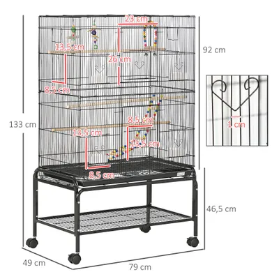 PawHut Jaula para Pájaro 79x49x133 cm Negro PawHut Jaula para Pájaro 79x49x133 cm Negro