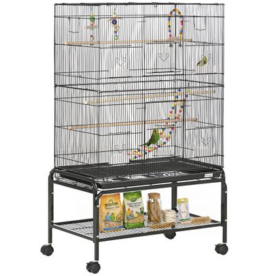 PawHut Jaula para Pájaro 79x49x133 cm Negro
