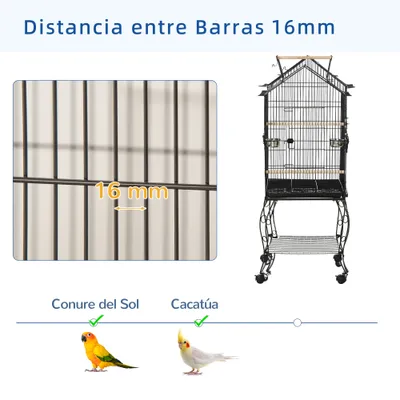 PawHut Jaula para Pájaro 50x58x145 cm Negro PawHut Jaula para Pájaro 50x58x145 cm Negro
