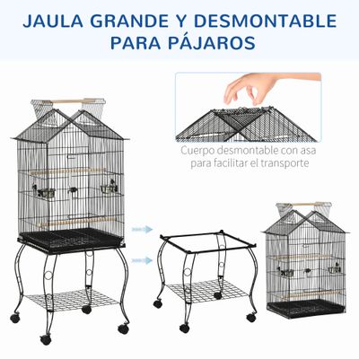 PawHut Jaula para Pájaro 50x58x145 cm Negro