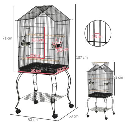 PawHut Jaula para Pájaro 50x58x145 cm Negro