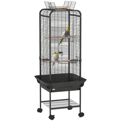 PawHut Jaula para Loro 62.5x62.5x146 cm Gris Oscuro