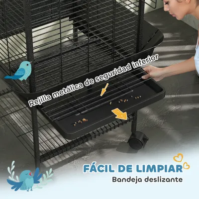 PawHut Jaula para Loro 62.5x62.5x146 cm Gris Oscuro PawHut Jaula para Loro 62.5x62.5x146 cm Gris Oscuro