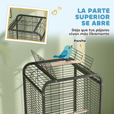 PawHut Jaula para Loro 62.5x62.5x146 cm Gris Oscuro