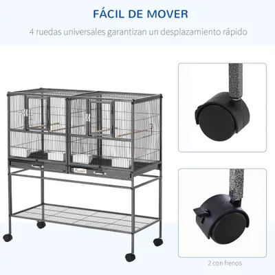 PawHut Jaula de Pájaro 95x45.5x102 cm Gris PawHut Jaula de Pájaro 95x45.5x102 cm Gris